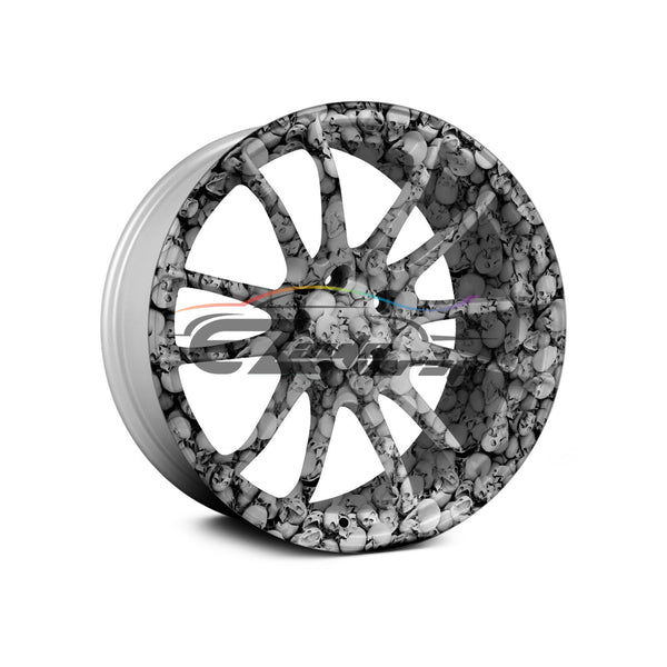 19"x38" Hydrographic Film Skull Skeleton #13