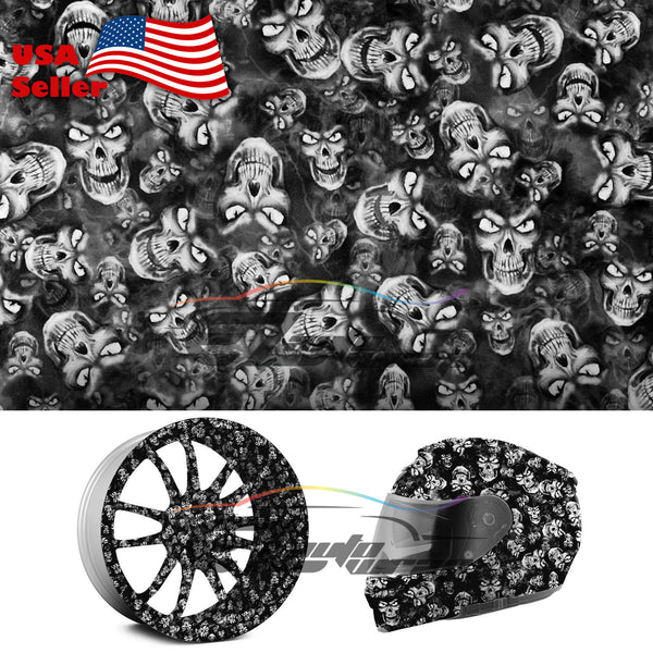 19"x38" Hydrographic Film Black/White Skull #20