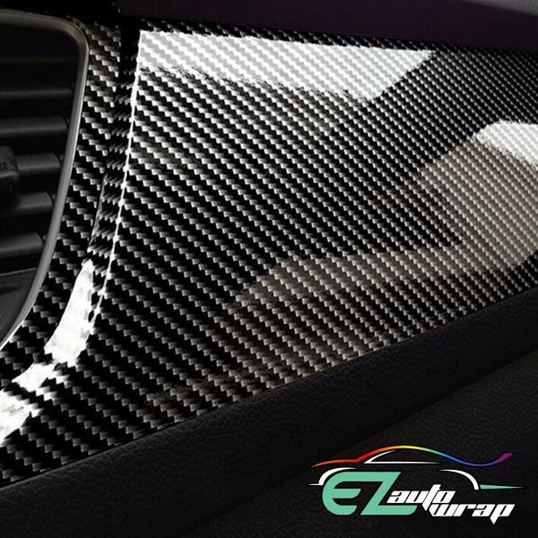 2D High Gloss Black Silver Carbon Fiber Textured Vinyl Wrap