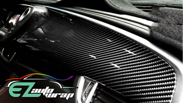 2D High Gloss Black Silver Carbon Fiber Textured Vinyl Wrap