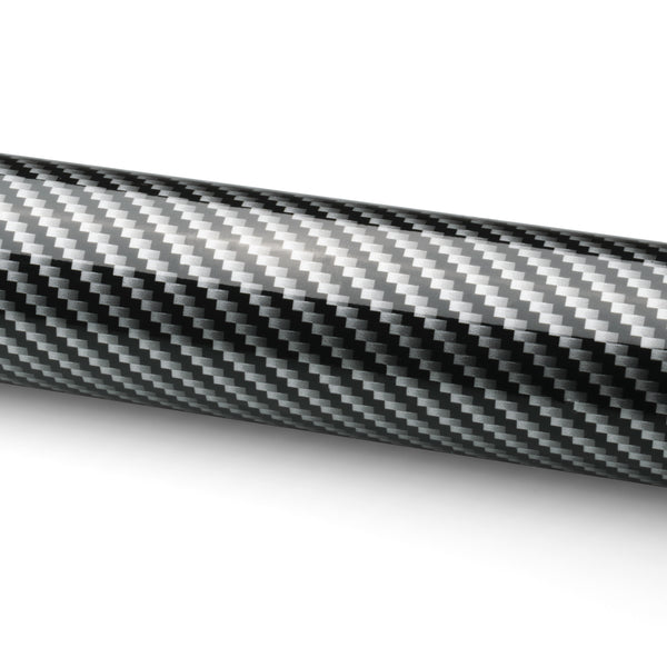 2D High Gloss Black Silver Carbon Fiber Textured Vinyl Wrap