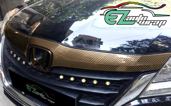 2D High Gloss Black Gold Carbon Fiber Textured Vinyl Wrap