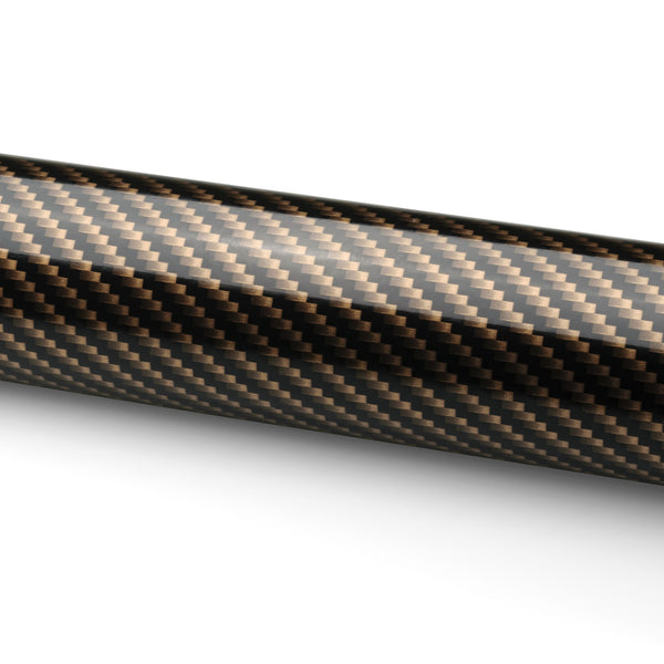 2D High Gloss Black Gold Carbon Fiber Textured Vinyl Wrap