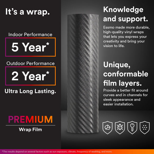 3D Carbon Fiber Textured Clear Frosted Matte Vinyl Wrap