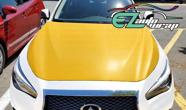 4D Carbon Fiber Textured Yellow Semi Gloss VInyl Wrap