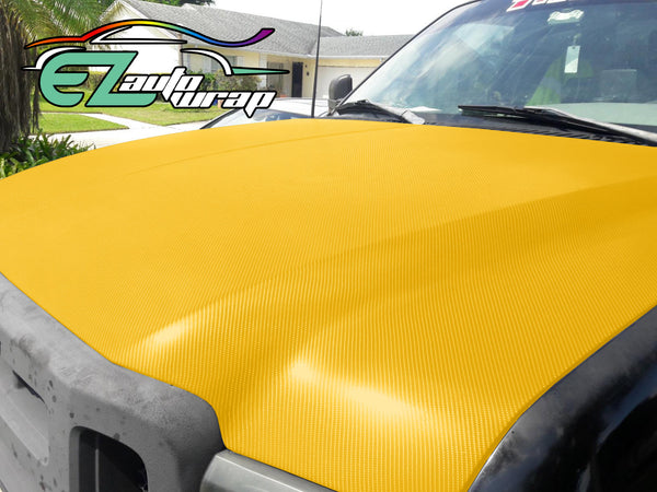 4D Carbon Fiber Textured Yellow Semi Gloss VInyl Wrap