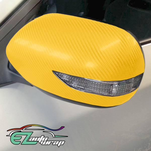 4D Carbon Fiber Textured Yellow Semi Gloss VInyl Wrap