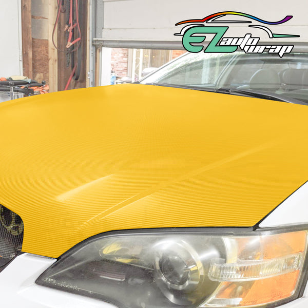 4D Carbon Fiber Textured Yellow Semi Gloss VInyl Wrap