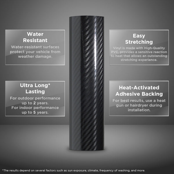 5D Carbon Fiber Black High Gloss Realistic Vinyl Wrap