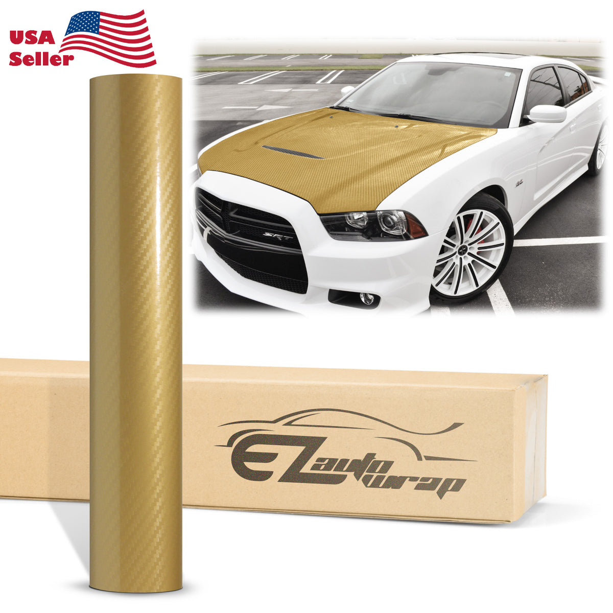 5D Carbon Fiber Gold High Gloss Realistic Vinyl Wrap – EzAuto Wrap