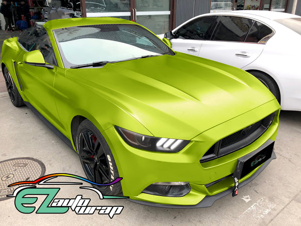 Satin Chrome Lime Green Vinyl