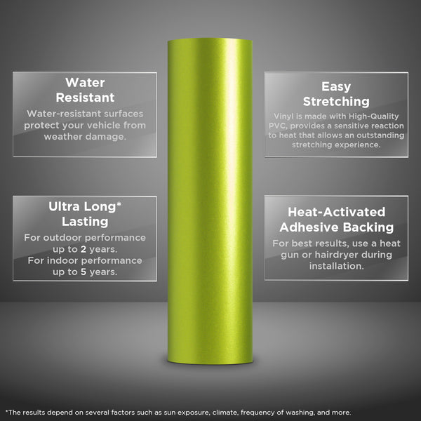 Satin Chrome Lime Green Vinyl