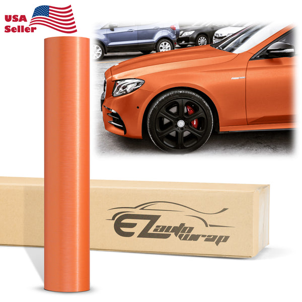 Brushed Aluminum Orange Vinyl Wrap