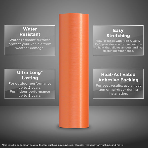 Brushed Aluminum Orange Vinyl Wrap