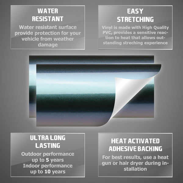 2pcs 5"x10" Chameleon Gloss Color Shift Chevy Emblem Bowtie Overlay Vinyl Wrap