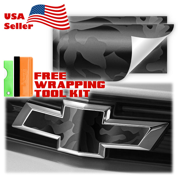 2pcs 5"x10" 4D Pattern Chevy Emblem Bowtie Overlay Vinyl Wrap