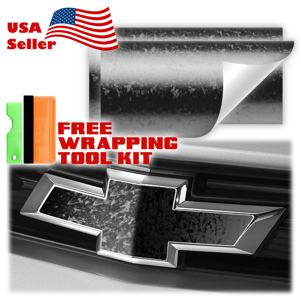 2pcs 5"x10" 4D Pattern Chevy Emblem Bowtie Overlay Vinyl Wrap