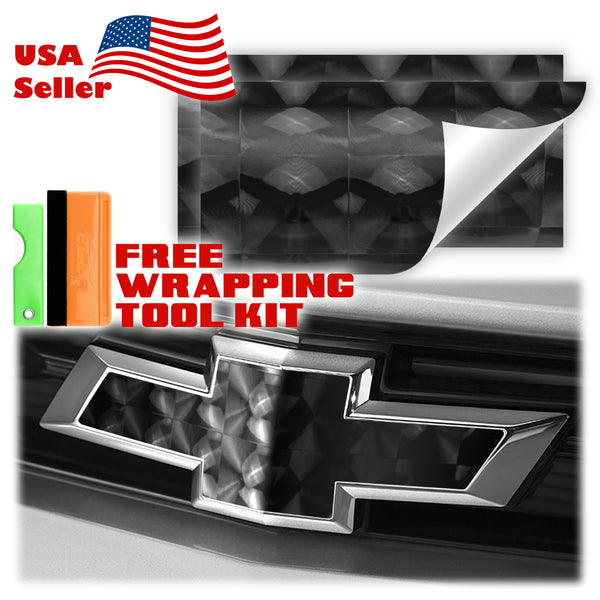 2pcs 5"x10" 4D Pattern Chevy Emblem Bowtie Overlay Vinyl Wrap