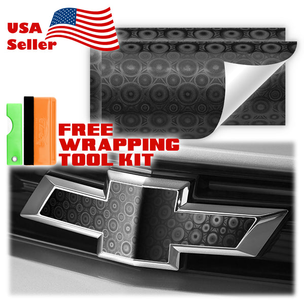 2pcs 5"x10" 4D Pattern Chevy Emblem Bowtie Overlay Vinyl Wrap