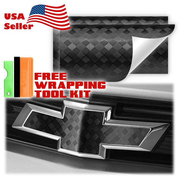 2pcs 5"x10" 4D Pattern Chevy Emblem Bowtie Overlay Vinyl Wrap