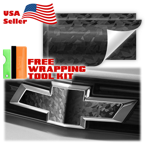 2pcs 5"x10" 4D Pattern Chevy Emblem Bowtie Overlay Vinyl Wrap