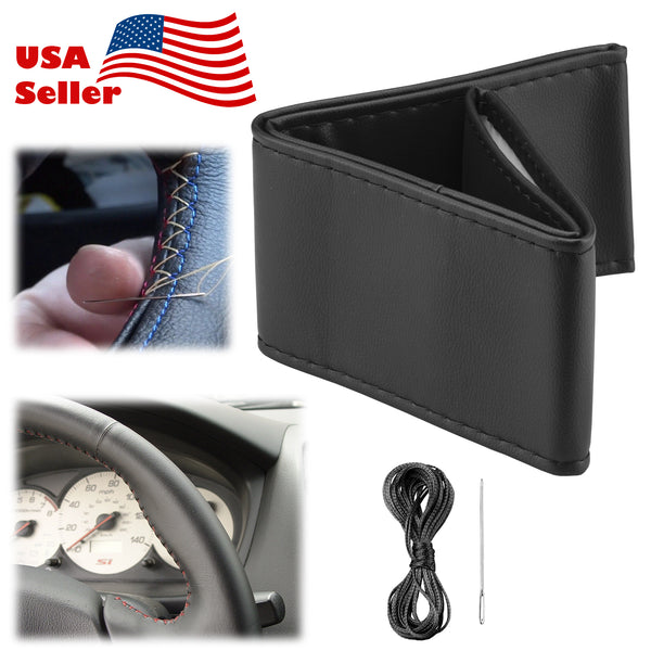 Steering Wheel Cover PVC Leather Flat DIY (Beige / Black / Gray)