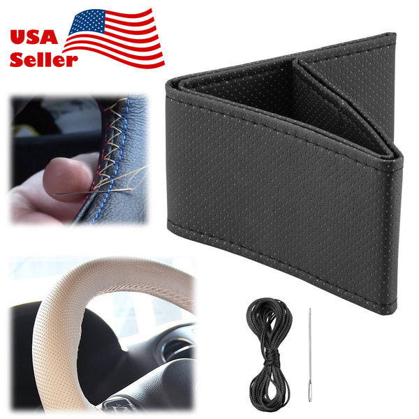 Steering Wheel Cover PVC Leather with Perforated Dots DIY (Beige / Black / Gray)