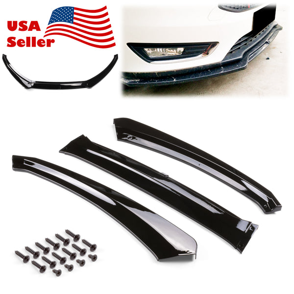 3pcs Front Bumper Lip for Ford Focus 2015-2018 PC-89662 (Carbon Fiber Textured Black / Gloss Black / Matte Black)