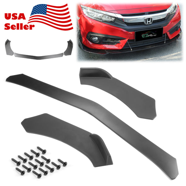 3pcs Front Bumper Lip Universal PC-89668 (Carbon Fiber Textured Black / Gloss Black / Matte Black)