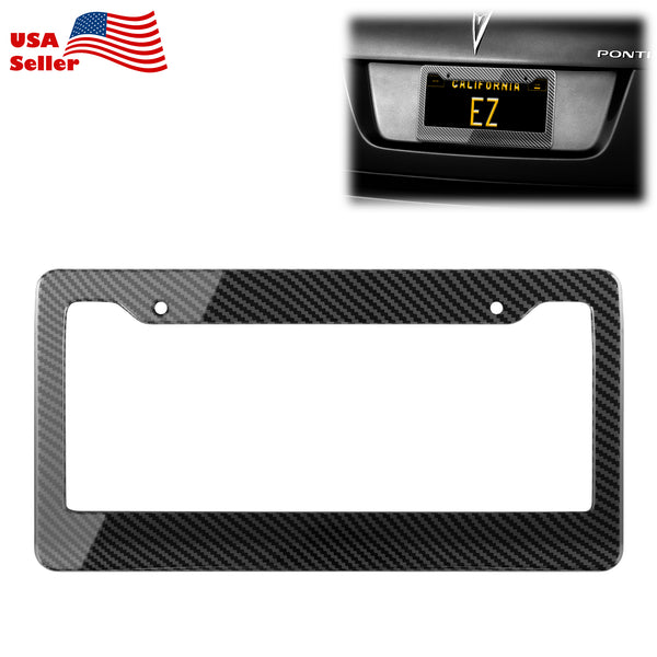 Plastic License Plate Frame Carbon Fiber Style (Black / Blue / Red / Silver)