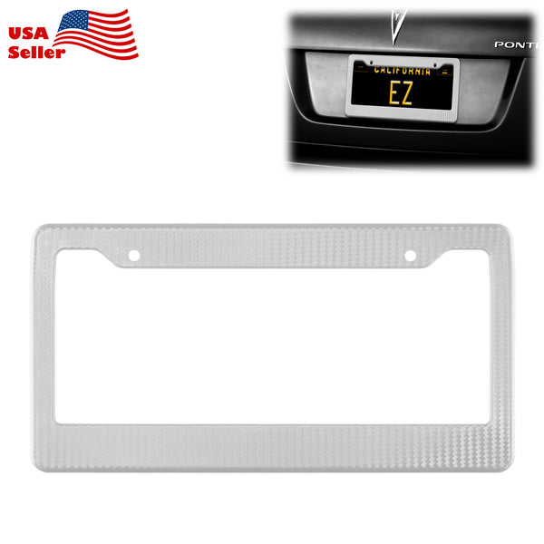 Plastic License Plate Frame Carbon Fiber Style (Black / Blue / Red / Silver)