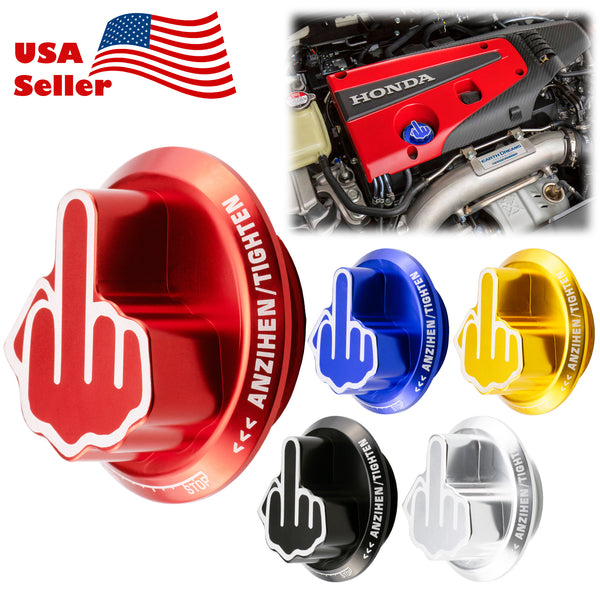 Middle Finger Engine Oil Filter Tank Cap For Acura Honda (Black / Blue / Gold / Red / Silver)