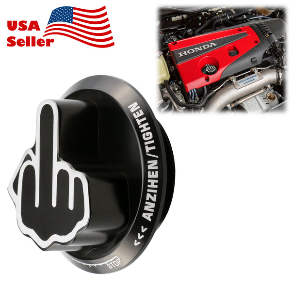Middle Finger Engine Oil Filter Tank Cap For Acura Honda (Black / Blue / Gold / Red / Silver)
