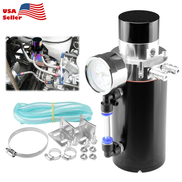 Billet Aluminum Engine Oil Catch Tank Reservoir Breather Gauge #04 (Black / Blue / Neo Chrome / Red / Silver)