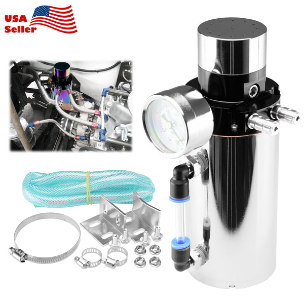 Billet Aluminum Engine Oil Catch Tank Reservoir Breather Gauge #04 (Black / Blue / Neo Chrome / Red / Silver)