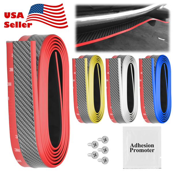 Front Bumper Rubber Lip Carbon Fiber Textured 2 Tone Colors (Blue Black / Red Black / Gray Black / Yellow Black)