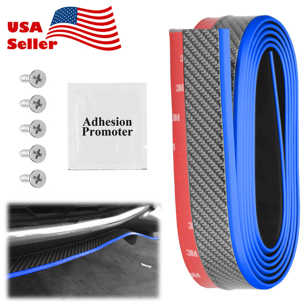 Front Bumper Rubber Lip Carbon Fiber Textured 2 Tone Colors (Blue Black / Red Black / Gray Black / Yellow Black)