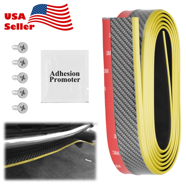 Front Bumper Rubber Lip Carbon Fiber Textured 2 Tone Colors (Blue Black / Red Black / Gray Black / Yellow Black)