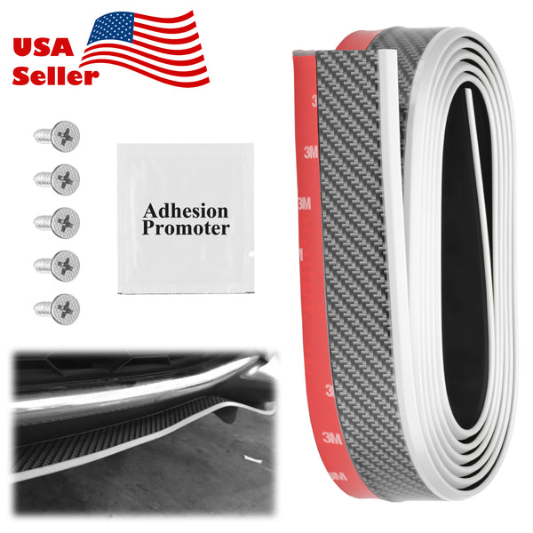 Front Bumper Rubber Lip Carbon Fiber Textured 2 Tone Colors (Blue Black / Red Black / Gray Black / Yellow Black)