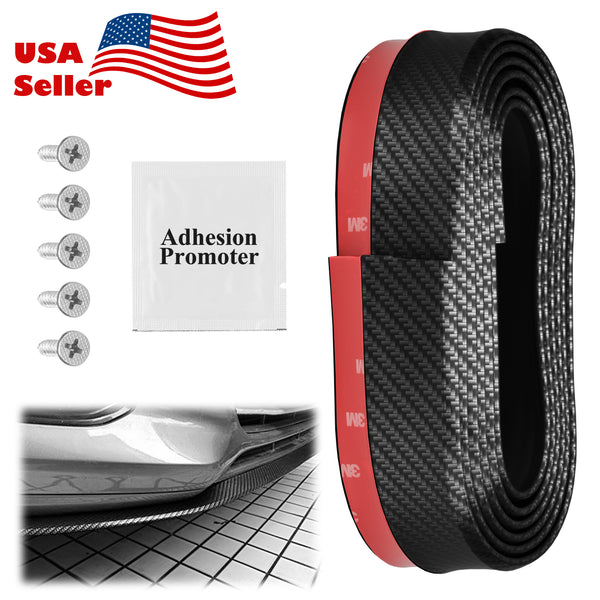 Front Bumper Rubber Lip Carbon Fiber Textured (Black / Blue / Red)