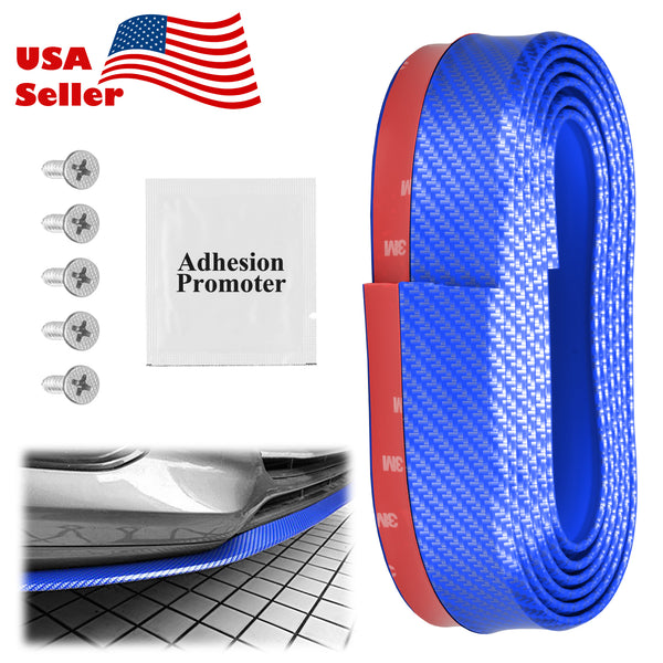 Front Bumper Rubber Lip Carbon Fiber Textured (Black / Blue / Red)