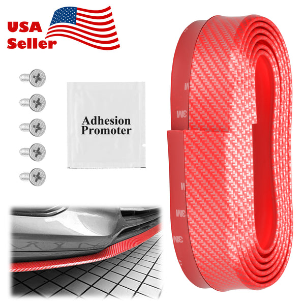 Front Bumper Rubber Lip Carbon Fiber Textured (Black / Blue / Red)