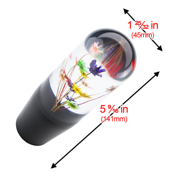 Universal Racing Clear Crystal Real Flowers Shift Knob (10cm / 15cm / 20cm)
