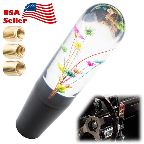 Universal Racing Clear Crystal Real Flowers Shift Knob (10cm / 15cm / 20cm)