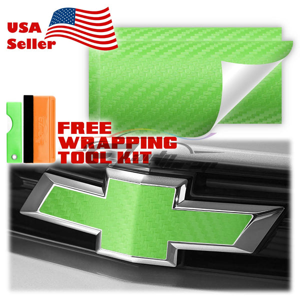 2pcs 5"x10" 3D Matte Carbon Fiber Textured Chevy Emblem Bowtie Overlay Sticker Decal Vinyl Wrap