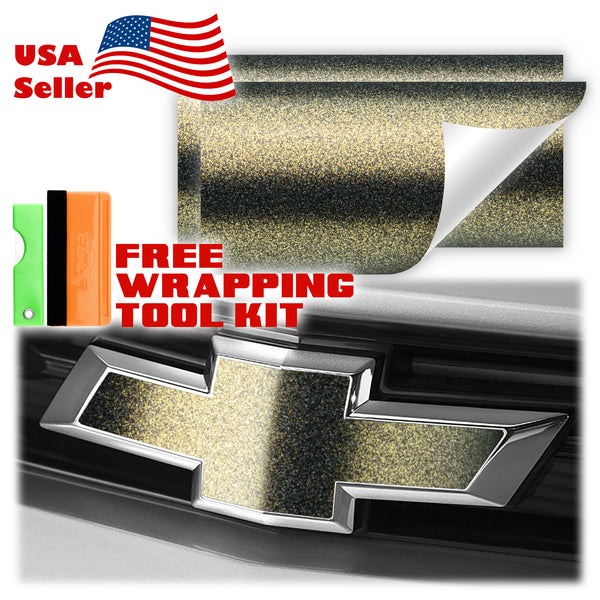 2pcs 5"x10" Chameleon Matte Metallic Color Shift Chevy Emblem Bowtie Overlay Vinyl Wrap