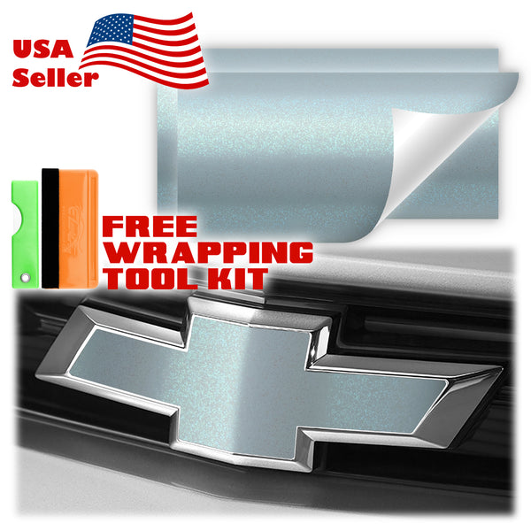 2pcs 5"x10" Chameleon Matte Metallic Color Shift Chevy Emblem Bowtie Overlay Vinyl Wrap