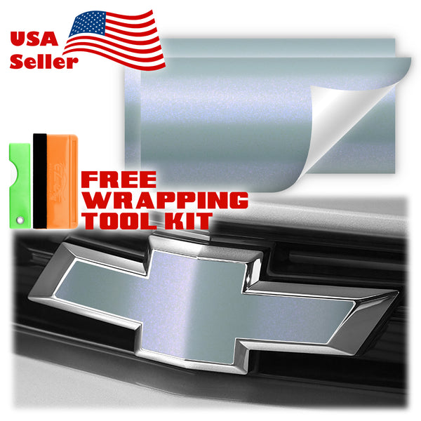 2pcs 5"x10" Chameleon Matte Metallic Color Shift Chevy Emblem Bowtie Overlay Vinyl Wrap