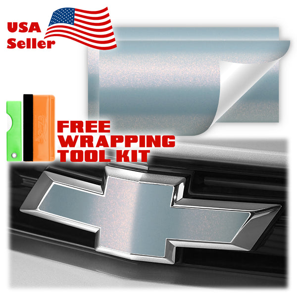 2pcs 5"x10" Chameleon Matte Metallic Color Shift Chevy Emblem Bowtie Overlay Vinyl Wrap