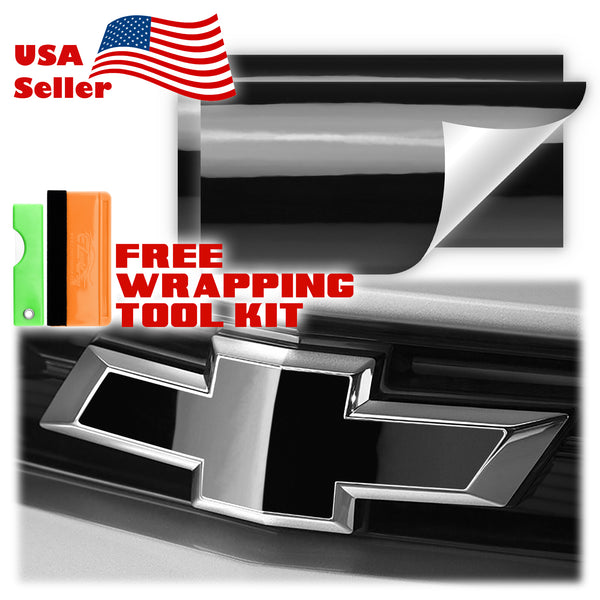 2pcs 5"x10" Gloss Chevy Emblem Bowtie Overlay Vinyl Wrap